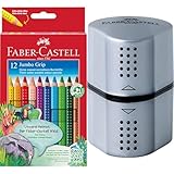 Faber-Castell Bundle 110912 - Jumbo Buntstifte Set Grip, 12-teilig,...