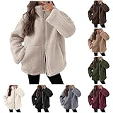 Teddy Fleecejacke Damen, Teddyjacke Damen Warme Doppelschneidiger Samt...