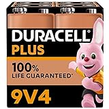 Duracell Plus 9V Blockbatterie, 4 Stück, 9 Volt Batterie ideal für...