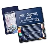 Aquarellstifte-Set mit feinem Pinsel, Holz-Buntstifte in Metalletui,...