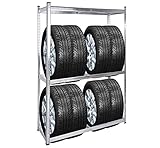 Wiltec Reifenregal – 180 x 120 x 40 cm – bis 759 kg – für 8 Reifen...