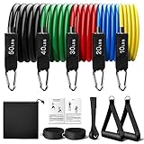 Resistance Bands Set, 11er Pack Fitnessband Stapelbar bis zu 150lbs, Indoor...
