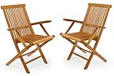 DIVERO 2er-Set Klappstuhl Teakstuhl Gartenstuhl Teak Holz Stuhl mit...