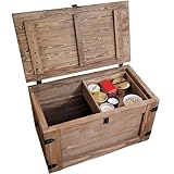 weeco Holztruhe mit beweglichem Regal und Rädern, Holzkiste mit...