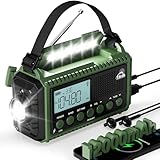 12000 mAh Kurbelradio, Solar & Kurbel Notfallradio, Tragbares Retro Radio...