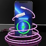 Blaues LED Flow iPhone Ladekabel, Glänzendes USB-Ladegerät [MFi...