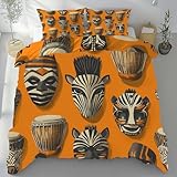 Kntnshac Traditionelle ethnische Totems Bettwäsche 155x220, Orange...