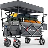TRESKO® Bollerwagen Faltbar mit Dach, Kühlfach & Seitenrollos | Handwagen...