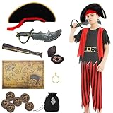 YIMOJOY Piratenkostüm Kinder mit Piratenhut Zubehör Set,9-teilig Piraten...