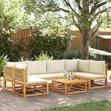 Owoxanthellate Gartenlounge 65 cm Akazie Holz Gartensofa Set beige Seil...