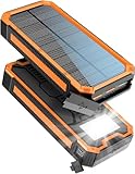 Solar Powerbank 20000 mAh, PD20W Wasserdichtes Solar Ladegerät USB C...
