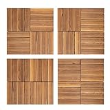 Mqwdxzfes 36 Stück Holzfliesen 30x30cm Verlegbar, Ineinandergreifende...