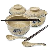 2 Stück Ramen Schüssel Set Japanische Ramen Bowl Schüssel mit Deckel...