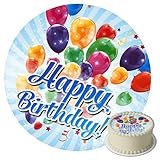 J&M DECO Tortenaufleger Happy Birthday – essbare Kuchendeko Ø 20 cm...