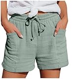 Generisch Damen Kurze Hose Sommer Mode Lässige Musselin Shorts mit Taschen...