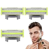 3 Stück Ersatzklingen für Philips OneBlade Elektrischer Bartstyler, Face...