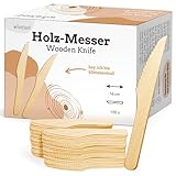 wisefood Einwegmesser aus Birkenholz, 20 Stück Einweg Holzmesser 16cm,...