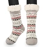 Hausschuhe Damen Winter, Anti Rutsch Socke, Nicht Gleiten Strick Fleece...