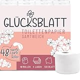Glücksblatt Toilettenpapier SAMTWEICH, 4-lagig, 48 Rollen x 130 Blatt,...