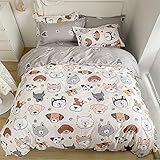 Koudi Hund Tiermotiv Bettwäsche 135x200 Kinder Braun Grau...