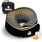 TRAVARA Nackenkissen Flugzeug - Memory Foam - Kompakter Reisekissen für...
