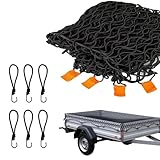 Anhängernetz 1,5x2,2m feinmaschig, Anhänger Netz mit Spannseil &...