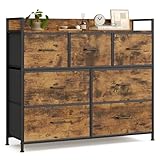 SONGMICS Kommode, Schrank, 7 Stoffschubladen mit Griffen, Metallgestell,...