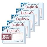 Häfft® 5er-Pack Vokabel-Karten A8 Englisch liniert, 500 Stück, mit...