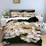 LLSZAHD Krabbenspinne Bettwäsche 135×200cm, Weiße Schafgarbe Muster...