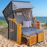BRAST® Strandkorb Rügen Deluxe | für 2 Personen | 120cm breit | 5...