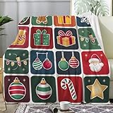 Weihnachtsdecke - Kuscheldecke Flauschig Patchwork Decke - Fleecedecke,...