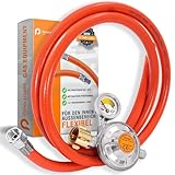 Gasschlauch Set bestehend aus Gasdruckregler 50 mbar mit Manometer und...