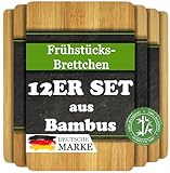 Premium Frühstücksbrettchen aus Bambus- 12er Set - Schneidebrettchen -...