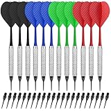 CyeeLife Dartpfeile mit Kunststoffspitze,12 Stück Soft Darts Pfeile Set...