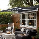 Alpstorm Gelenkarmmarkise Markise 300x250cm Terrassenmarkise mit Handkurbel...