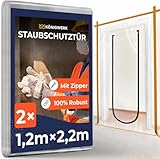 Königwerk 2x Staubschutztür mit Reißverschluss 1,1x2,2m [Extra Stark] -...