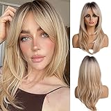 OUFEI 20 Zoll Lange Gerade Blonde Geschichtete Synthetische Haarperücken...