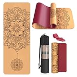 Haninj® Yogamatte-Kork, Rutschfest, Einzigartiges Design, Extradick...