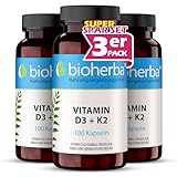 Vitamin D3 K2-300 Kapseln von BIOHERBA | Hochdosiertes Supplement für...