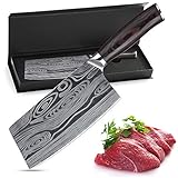Hackmesser Fleischerbeil 7 Zoll Deutsch Hochgekohlter Edelstahl Hackbeil...