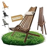 BOGATECO Klappbarer Gartenstuhl aus Holz mit dem Kopfkissen | 100 x 55 x 30...