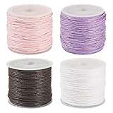 Crafans Gewachste Baumwollschnur, 1 mm, rund, gewachst, Perlenschnur, 4...