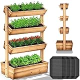tillvex® Hochbeet aus Holz mit 4 Etagen | Premium Blumenkasten mit...