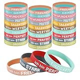 36 Stück Motivationsarmbänder Auf Deutsch, 20.2CM Silikonarmband Kinder,...