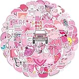 Aesthetic Rosa Sticker 100 Stück,Wasserfest Aufkleber für Laptop...