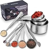 HAUSPROFI Edelstahl Messbecher und Löffel mit Messlineal, Scoop mit Clip,...