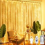 CNMTCCO 200LED Lichtervorhang Warmweiß,2mx2mlichterketten Vorhang Innen, 8...