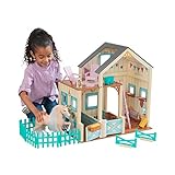 KidKraft Sweet Meadow Pferdestall Puppenhaus mit Pferd - Spielset aus Holz...