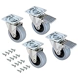 Emuca - Set aus 4 Lenkrollen für Möbel Ø50mm mit Anschraubplatte und...