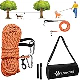 LOQATIDIS 3 in 1 Hund Tie Out Kabel, 15m 30m Portable Overhead Trolley...